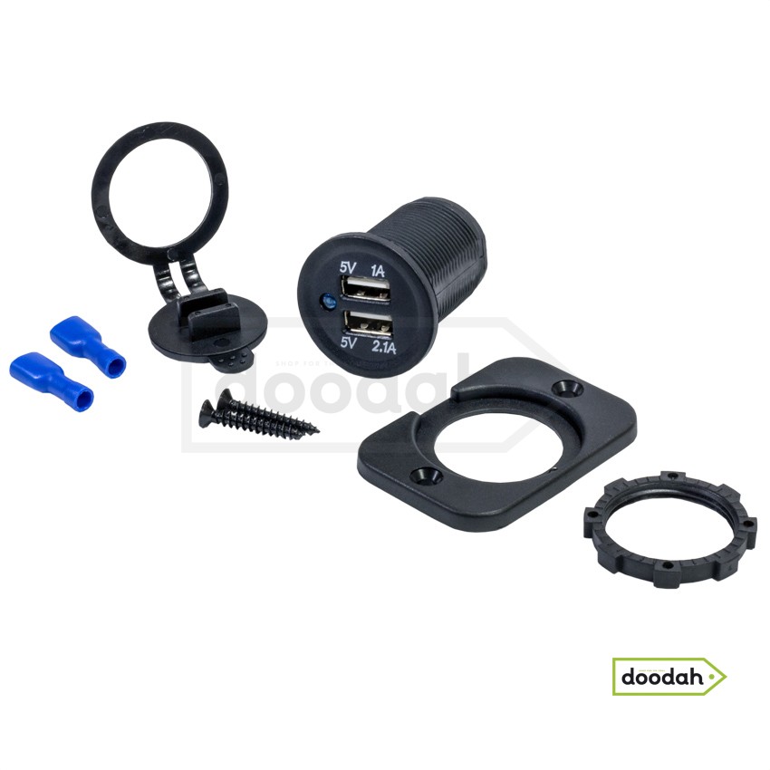 Авто / Мото USB зарядний пристрій - Recessed PRO, IP54, 2,1А. Гарантія 6 міс.